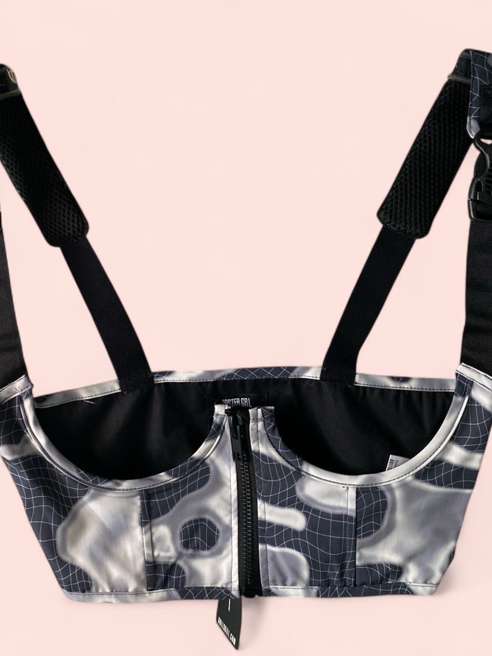 Size Small Dolls Kill Black & Silver Reflective Harness Corset Underbust